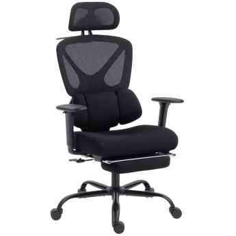 Fauteuil Longmarsh ergonomique inclinable 135° repose-pieds noir confort pro