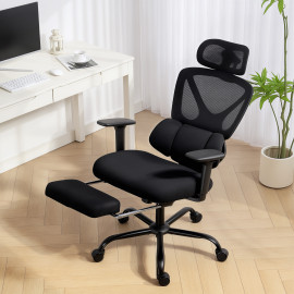 Fauteuil Longmarsh ergonomique inclinable 135° repose-pieds noir confort pro