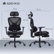 Fauteuil Longmarsh ergonomique inclinable 135° repose-pieds noir confort pro