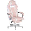 Chaise Gaming Teichbach Ergonomique Réglable Repose-Pieds Blanc Rose