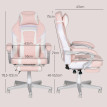 Chaise Gaming Teichbach Ergonomique Réglable Repose-Pieds Blanc Rose