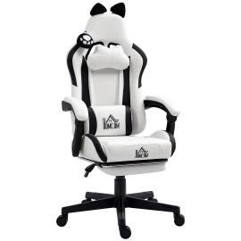 Chaise Gaming Borgosesia Design Oreilles Chat Noir Blanc Confort Inclinable