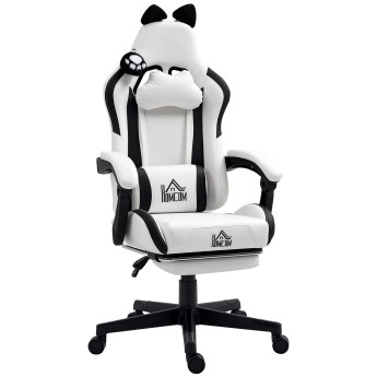 Chaise Gaming Borgosesia Design Oreilles Chat Noir Blanc Confort Inclinable