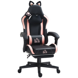 Chaise Gaming Zellerbach Design Kawaii Oreilles Chat Rose Ergonomique Confortable