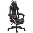 Chaise Gaming Zellerbach Design Kawaii Oreilles Chat Rose Ergonomique Confortable