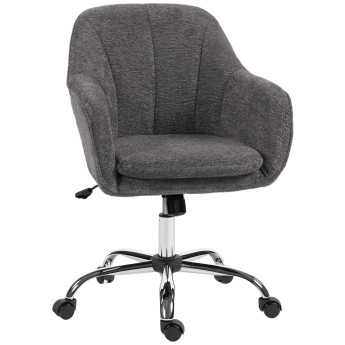 Chaise Bureau Draven Design Ergonomique Confortable Gris Bouclette Flanelle