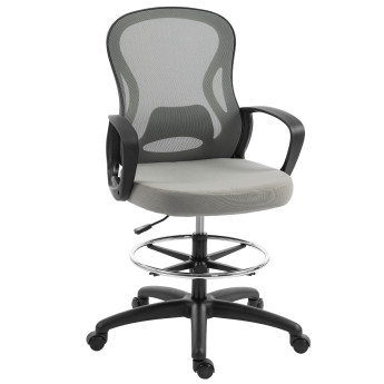 Chaise Marzano Bureau Assise Haute Réglable Ergonomique Tissu Maille Gris