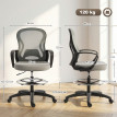 Chaise Marzano Bureau Assise Haute Réglable Ergonomique Tissu Maille Gris