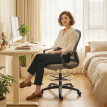 Chaise Marzano Bureau Assise Haute Réglable Ergonomique Tissu Maille Gris