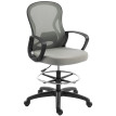 Chaise Marzano Bureau Assise Haute Réglable Ergonomique Tissu Maille Gris