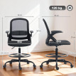 Chaise Hallbach Bureau Ergonomique Maille Respirante Accoudoirs Rabattables Noir