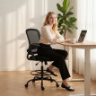 Chaise Hallbach Bureau Ergonomique Maille Respirante Accoudoirs Rabattables Noir