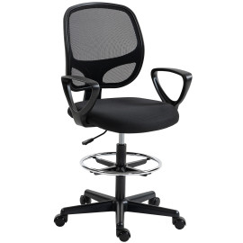 Chaise Tealby Ergonomique Assis-Debout Réglable Tissu Maille Noir Bureau Dessin