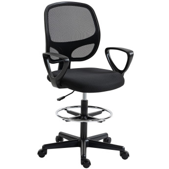 Chaise Tealby Ergonomique Assis-Debout Réglable Tissu Maille Noir Bureau Dessin