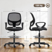 Chaise Tealby Ergonomique Assis-Debout Réglable Tissu Maille Noir Bureau Dessin