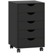 Caisson Bureau Umilta Mobile 5 Tiroirs Noir Design Minimaliste Rangement Pratique