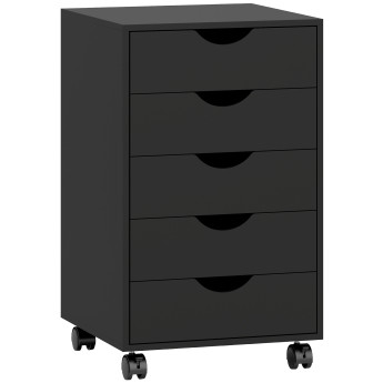 Caisson Bureau Umilta Mobile 5 Tiroirs Noir Design Minimaliste Rangement Pratique