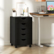 Caisson Bureau Umilta Mobile 5 Tiroirs Noir Design Minimaliste Rangement Pratique