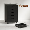 Caisson Bureau Umilta Mobile 5 Tiroirs Noir Design Minimaliste Rangement Pratique