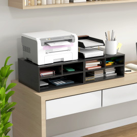 Organiseur Bureau Acquachiara Rangement Élégant Aspect Bois Noir Compact