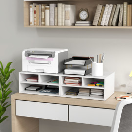 Organiseur Bureau Forua Rangement Élégant 3 Compartiments Aspect Bois Blanc
