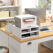 Organiseur Bureau Forua Rangement Élégant 3 Compartiments Aspect Bois Blanc