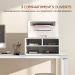 Organiseur Bureau Forua Rangement Élégant 3 Compartiments Aspect Bois Blanc