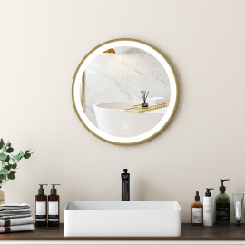 Miroir Honorio Éclairage LED Rond Luxe Doré Réglable 40 cm Salle de Bain