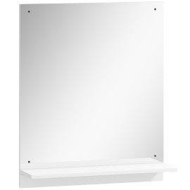 Miroir Pietro Organisateur Mural avec Étagère Intégrée Blanc Bois 50x60 cm