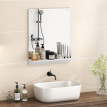 Miroir Pietro Organisateur Mural avec Étagère Intégrée Blanc Bois 50x60 cm