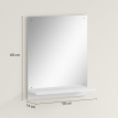 Miroir Pietro Organisateur Mural avec Étagère Intégrée Blanc Bois 50x60 cm