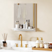 Miroir Pietro Organisateur Mural avec Étagère Intégrée Blanc Bois 50x60 cm