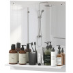 Miroir Pietro Organisateur Mural avec Étagère Intégrée Blanc Bois 50x60 cm
