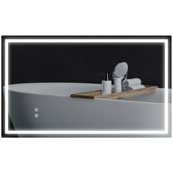 Miroir Peregrin LED Tactile Antibué Éclairage Réglable 100x60 cm Noir