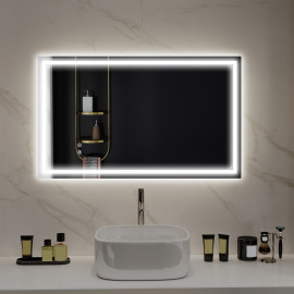 Miroir Peregrin LED Tactile Antibué Éclairage Réglable 100x60 cm Noir
