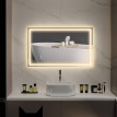 Miroir Peregrin LED Tactile Antibué Éclairage Réglable 100x60 cm Noir