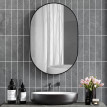 Miroir Mural Adelheid Ovale Élégant Noir Décoration Moderne 60x90 cm