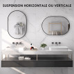 Miroir Mural Adelheid Ovale Élégant Noir Décoration Moderne 60x90 cm