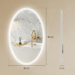Miroir Notker LED Ovale Anti-Buée Éclairage Réglable 50x80 cm Transparent