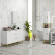 Armoire Murale Lodovico Salle de Bain Rangement Élégant Blanc Doré MDF 40x15x60 cm