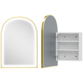 Armoire Miroir LED Biberbach Design Arqué Doré Anti-Buée Éclairage Réglable