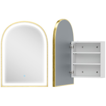 Armoire Miroir LED Biberbach Design Arqué Doré Anti-Buée Éclairage Réglable