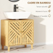 Meuble Sous Vasque Wisseval Bambou Naturel Design Nordique 2 Portes Étagère Réglable 60 cm
