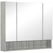 Armoire Urbain Miroir Salle de Bain 3 Portes Rangement Gris 90 cm