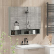 Armoire Urbain Miroir Salle de Bain 3 Portes Rangement Gris 90 cm