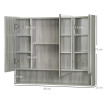 Armoire Urbain Miroir Salle de Bain 3 Portes Rangement Gris 90 cm