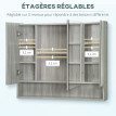 Armoire Urbain Miroir Salle de Bain 3 Portes Rangement Gris 90 cm
