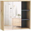 Armoire Tiphaine Miroir Salle de Bain 5 Rangements Effet Bois Naturel