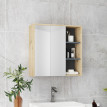 Armoire Tiphaine Miroir Salle de Bain 5 Rangements Effet Bois Naturel
