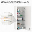 Armoire Pharmacie Epifanio Sécurisée 5 Niveaux Verre Blanc Mural